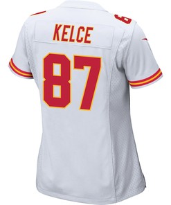 Travis Kelce 87 Kansas City Chiefs Super Bowl LVII Champions 3 Stars Women Game Jersey - White