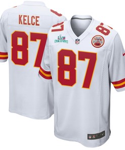 Travis Kelce 87 Kansas City Chiefs Super Bowl LVII Champions Men Game Jersey - White
