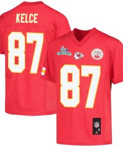Travis Kelce 87 Kansas City Chiefs Super Bowl LVII Champions Youth Game Jersey - Red