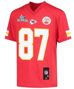 Travis Kelce 87 Kansas City Chiefs Super Bowl LVII Champions Youth Game Jersey - Red