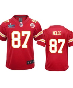 Travis Kelce 87 Kansas City Chiefs Super Bowl LVII Game Jersey - Youth Red