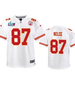 Travis Kelce 87 Kansas City Chiefs Super Bowl LVII Game Jersey - Youth White