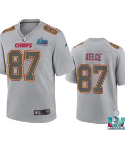 Travis Kelce 87 Kansas City Chiefs Super Bowl LVII Youth Atmosphere Game Jersey - Gray