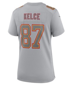 Travis Kelce 87 Kansas City Chiefs Women Super Bowl LVII Patch Atmosphere Fashion Game Jersey - Gray