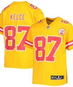 Travis Kelce 87 Kansas City Chiefs Youth Inverted Team Game Jersey - Gold
