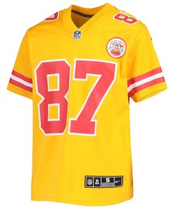 Travis Kelce 87 Kansas City Chiefs Youth Inverted Team Game Jersey - Gold