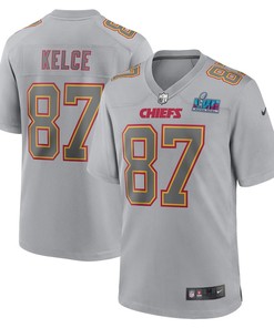 Travis Kelce 87 Kansas City Chiefs Youth Super Bowl LVII Patch Atmosphere Fashion Game Jersey - Gray