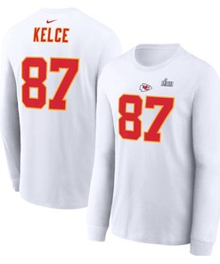 Travis Kelce Kansas City Chiefs Super Bowl LVII Long Sleeve T-Shirt - White