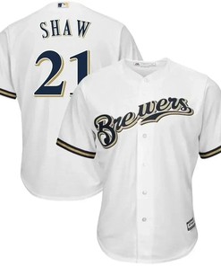 Travis Shaw Milwaukee Brewers Home Official Cool Base Player Jersey - White