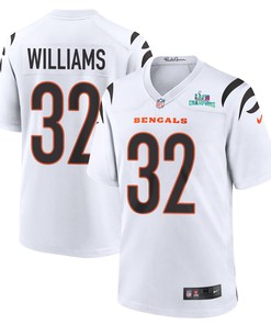 Trayveon Williams 32 Cincinnati Bengals Super Bowl LVII Champions Men Game Jersey - White