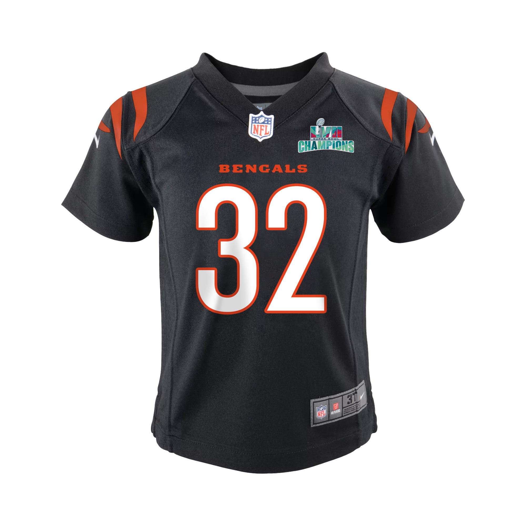 Trayveon Williams 32 Cincinnati Bengals Super Bowl LVII Champions Youth Game Jersey - Black