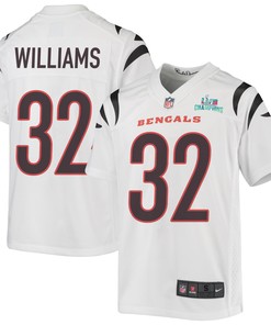 Trayveon Williams 32 Cincinnati Bengals Super Bowl LVII Champions Youth Game Jersey - White