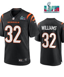 Trayveon Williams 32 Cincinnati Bengals Super Bowl LVII Men Game Jersey