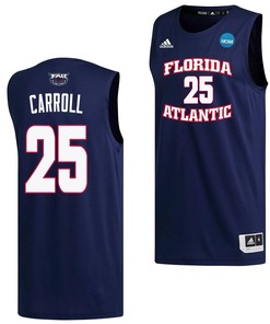 Tre Carroll 25 FAU Owls 2023 March Madness Basketball Men Jersey- Navy