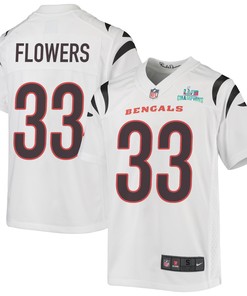 Tre Flowers 33 Cincinnati Bengals Super Bowl LVII Champions Youth Game Jersey - White