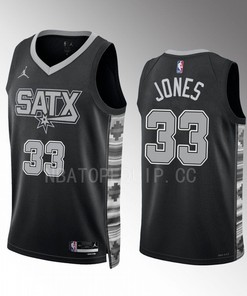Tre Jones 2022-23 San Antonio Spurs Black 33 Statement Edition Jersey
