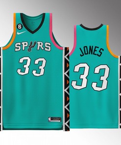 Tre Jones 33 2022-23 San Antonio Spurs City Edition Jersey Teal
