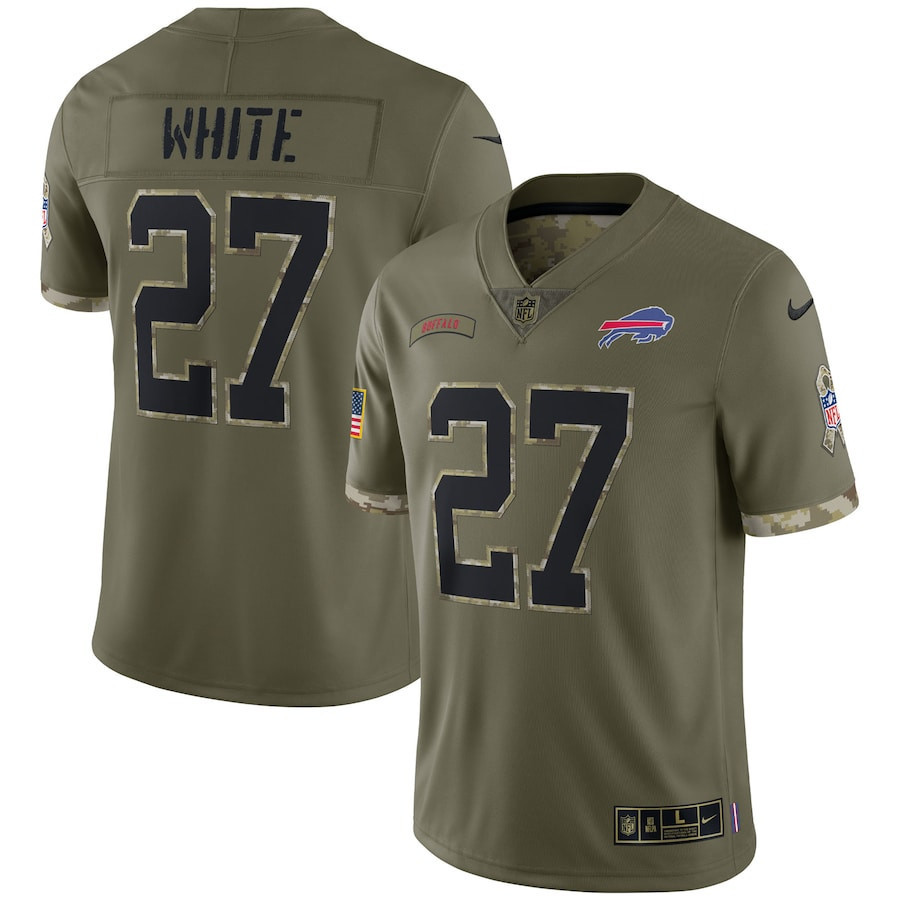 Tre'Davious White 27 Buffalo Bills 2022 Salute To Service Limited Jersey - Olive