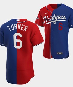 Trea Turner Dodgers Washington Nationals Red Royal 6 Jersey Split Edition