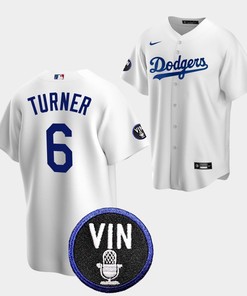 Trea Turner Honor Vin Scully Los Angeles Dodgers White 6 Jersey