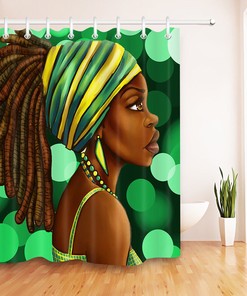 Trendy Afro Lady Shower Curtain for Modern Bathroom Decor 