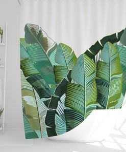 Trendy and Stylish Tropical Botanical Shower Curtain with Banana Leaf Theme - Perfect Home Decor Gift