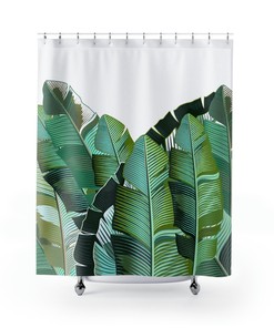 Trendy and Stylish Tropical Botanical Shower Curtain with Banana Leaf Theme - Perfect Home Decor Gift
