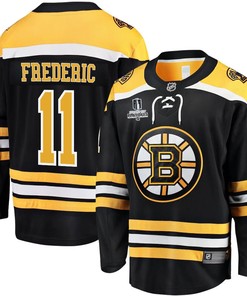 Trent Frederic 11 Boston Bruins Stanley Cup 2023 Playoffs Patch Home Breakaway Men Jersey - Black