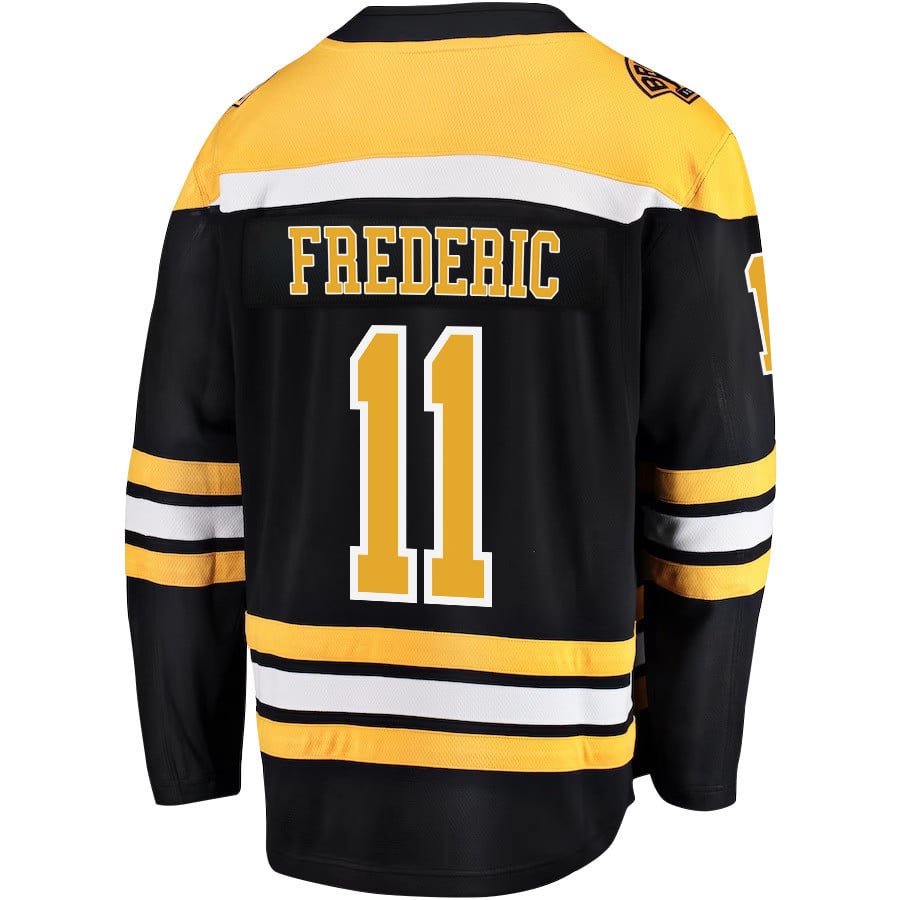Trent Frederic 11 Boston Bruins Stanley Cup 2023 Playoffs Patch Home Breakaway Men Jersey - Black