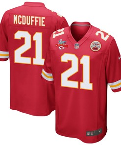 Trent McDuffie 21 Kansas City Chiefs Super Bowl LVII Champions 3 Stars Men Game Jersey - Red