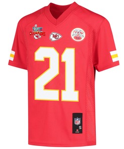 Trent McDuffie 21 Kansas City Chiefs Super Bowl LVII Champions 3 Stars Youth Game Jersey - Red