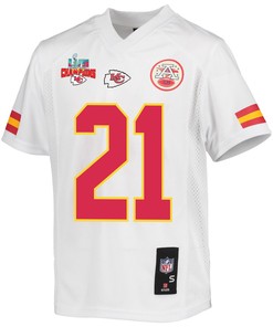 Trent McDuffie 21 Kansas City Chiefs Super Bowl LVII Champions 3 Stars Youth Game Jersey - White