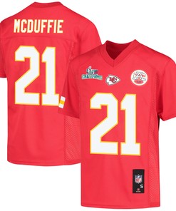 Trent McDuffie 21 Kansas City Chiefs Super Bowl LVII Champions Youth Game Jersey - Red