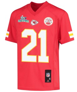 Trent McDuffie 21 Kansas City Chiefs Super Bowl LVII Champions Youth Game Jersey - Red