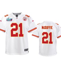 Trent McDuffie 21 Kansas City Chiefs Super Bowl LVII Game Jersey - Youth White