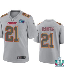Trent McDuffie 21 Kansas City Chiefs Super Bowl LVII Youth Atmosphere Game Jersey - Gray