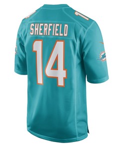 Trent Sherfield Miami Dolphins Game Player Jersey - Aqua
