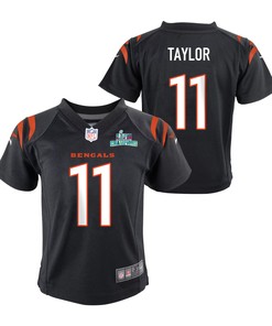 Trent Taylor 11 Cincinnati Bengals Super Bowl LVII Champions Youth Game Jersey - Black