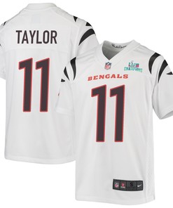 Trent Taylor 11 Cincinnati Bengals Super Bowl LVII Champions Youth Game Jersey - White