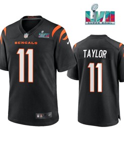 Trent Taylor 11 Cincinnati Bengals Super Bowl LVII Men Game Jersey- Black