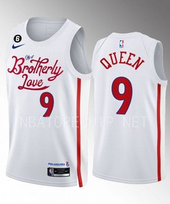 Trevelin Queen 9 2022-23 Philadelphia 76ers White City Edition Men Jersey Swingman