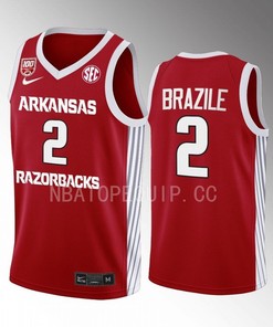 Trevon Brazile 2 Arkansas Razorbacks 100 Season Uniform Jersey 2022-23 College Basketball Red