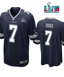 Trevon Diggs 7 Dallas Cowboys Super Bowl LVII Super Bowl LVII Navy Men Game Jersey