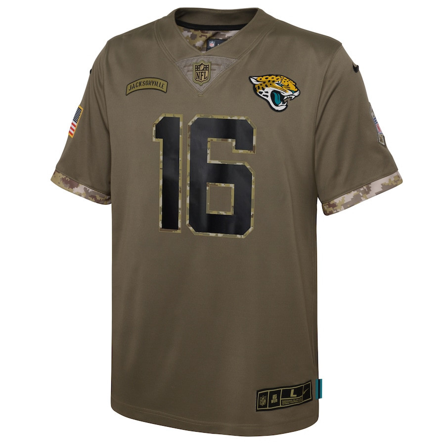 Trevor Lawrence Jacksonville Jaguars Youth 2022 Salute To Service Player Limited Jersey - Olive