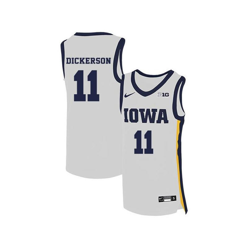 Trey Dickerson 11 Iowa Hawkeyes Elite Basketball Men Jersey - White