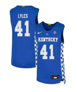 Trey Lyles 41 Kentucky Wildcats Elite Basketball Men Jersey - Royal Blue