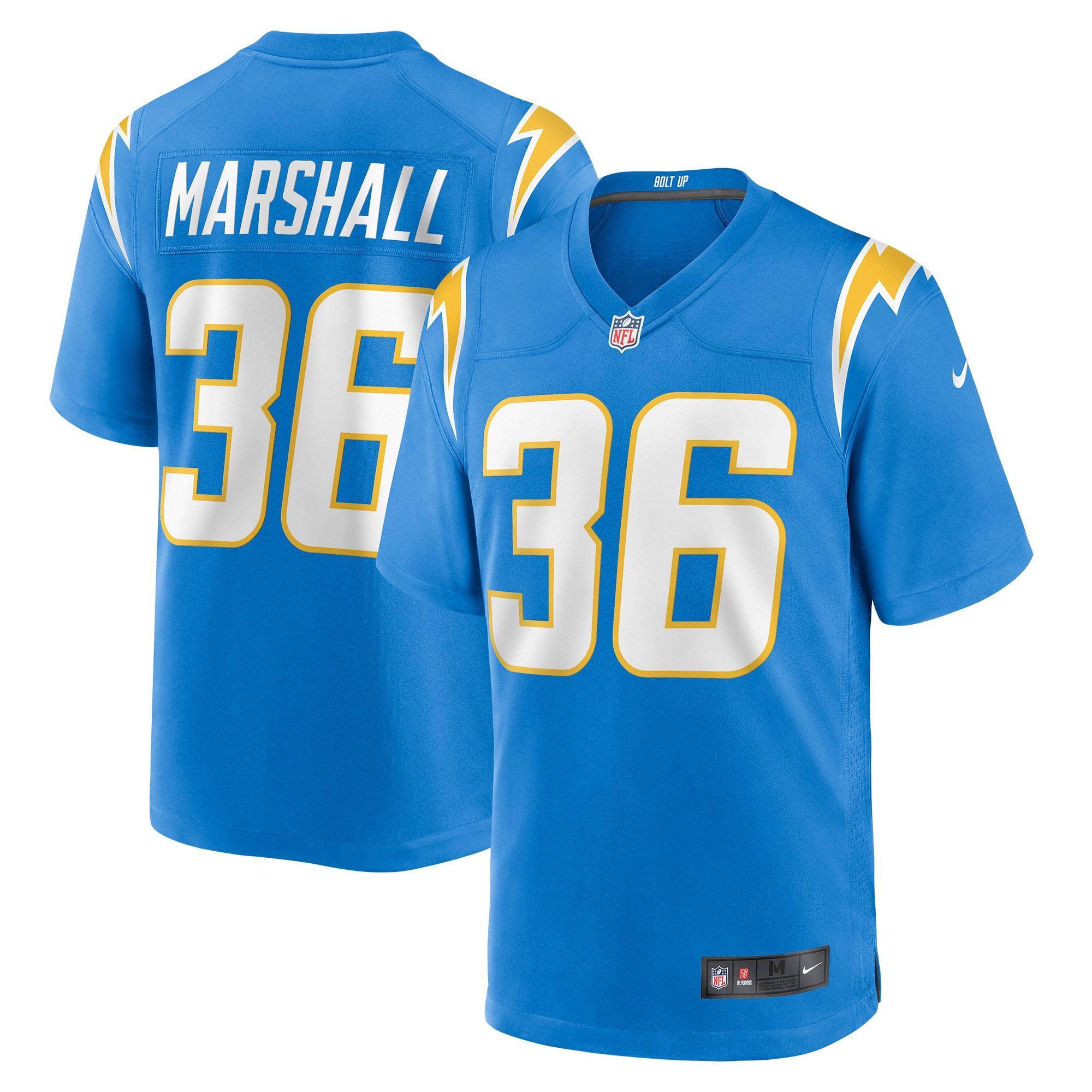 Trey Marshall Los Angeles Chargers Game Jersey - Powder Blue Nfl