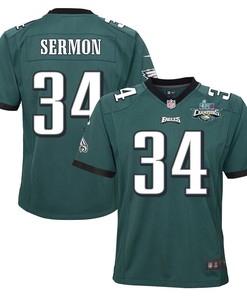 Trey Sermon 34 Philadelphia Eagles Super Bowl LVII Champions 2 Stars 2 Stars Youth Game Jersey - Black