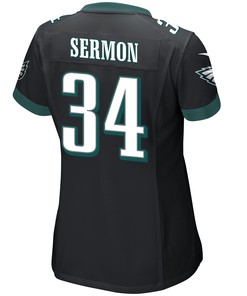 Trey Sermon 34 Philadelphia Eagles Super Bowl LVII Champions 2 Stars Women Game Jersey - Black
