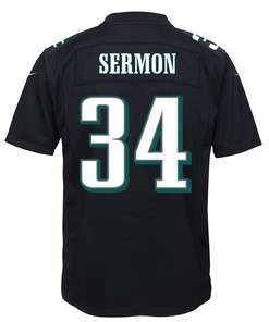 Trey Sermon 34 Philadelphia Eagles Super Bowl LVII Champions 2 Stars Youth Game Jersey - Black